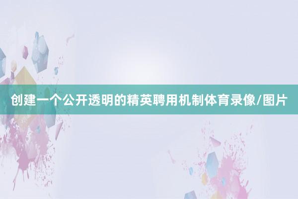 创建一个公开透明的精英聘用机制体育录像/图片