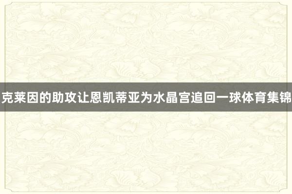 克莱因的助攻让恩凯蒂亚为水晶宫追回一球体育集锦