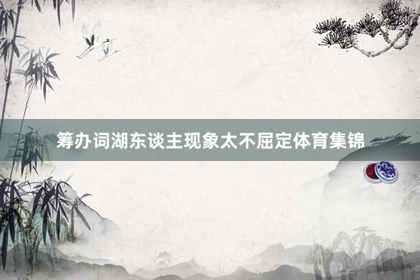 筹办词湖东谈主现象太不屈定体育集锦