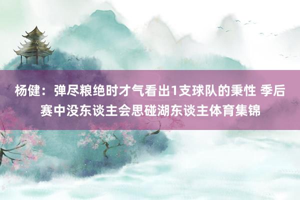 杨健：弹尽粮绝时才气看出1支球队的秉性 季后赛中没东谈主会思碰湖东谈主体育集锦