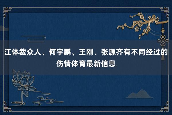 江体裁众人、何宇鹏、王刚、张源齐有不同经过的伤情体育最新信息