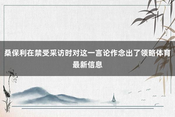 桑保利在禁受采访时对这一言论作念出了领略体育最新信息