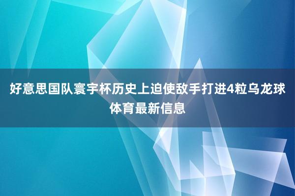 好意思国队寰宇杯历史上迫使敌手打进4粒乌龙球体育最新信息
